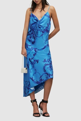 Vestido midi em seda - Azul