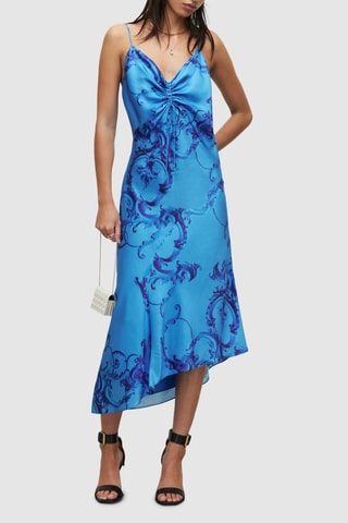 Vestido midi em seda - Azul