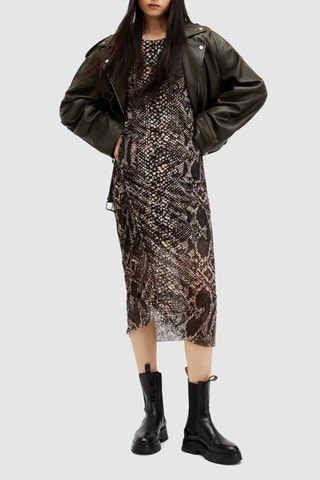Vestido midi - Preto e bege