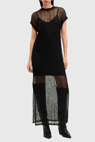 Vestido comprido 2 em 1 em algodão biológico - Preto