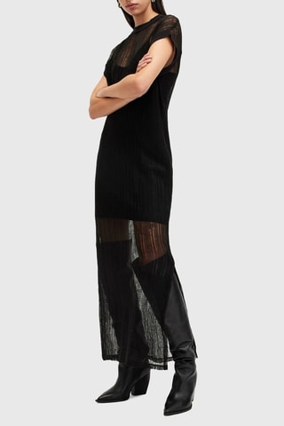 Vestido comprido 2 em 1 em algodão biológico - Preto