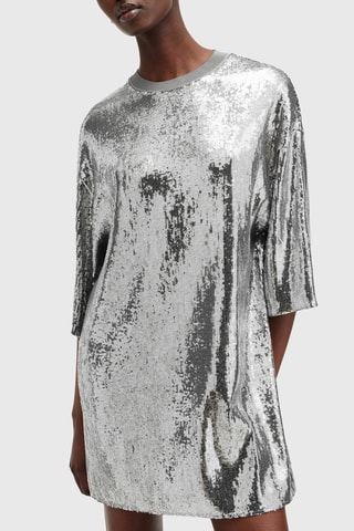 Vestido trapézio - Prateado