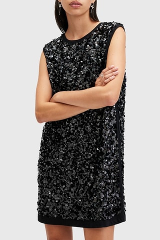 Vestido direito em algodão biológico Tonic - Preto