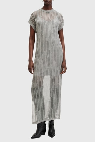 Vestido justo em algodão biológico - Cinzento