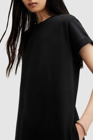 Vestido comprido em algodão biológico - Preto