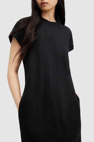 Vestido comprido em algodão biológico - Preto