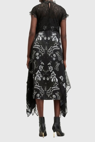 Vestido estilo patinadora em seda - Preto