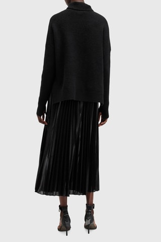 Vestido midi 2 em 1 em lã e alpaca - Preto