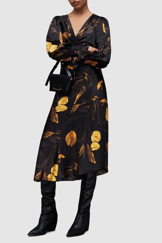 Vestido midi em seda - Preto