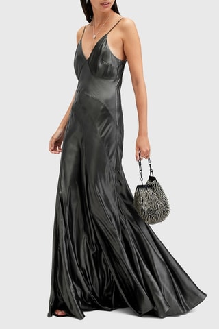 Vestido comprido - Cinzento-escuro