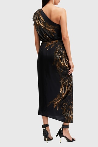 Vestido assimétrico em seda - Preto