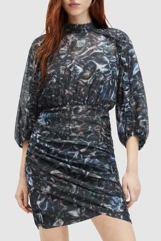 Vestido justo - Azul e cinzento