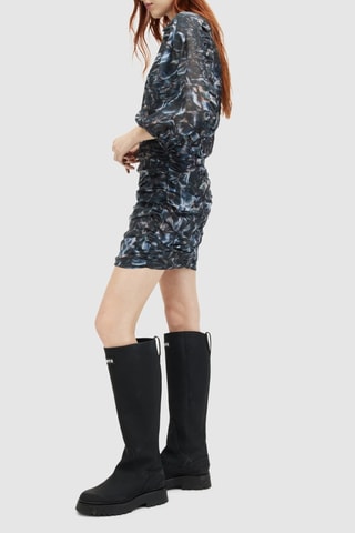 Vestido justo - Azul e cinzento