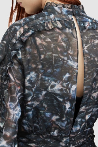 Vestido justo - Azul e cinzento