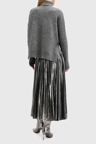 Vestido midi 2 em 1 em lã e alpaca - Prateado