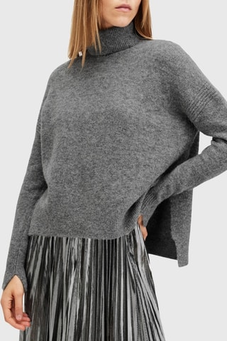 Vestido midi 2 em 1 em lã e alpaca - Prateado