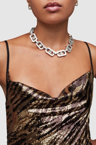 Vestido justo - Dourado e preto