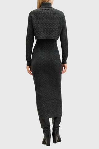 Vestido-camisola 2 em 1 em lã e alpaca - Preto