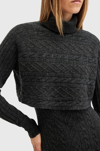 Vestido-camisola 2 em 1 em lã e alpaca - Preto