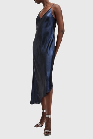 Vestido midi 2 em 1 em lã e alpaca - Azul-marinho