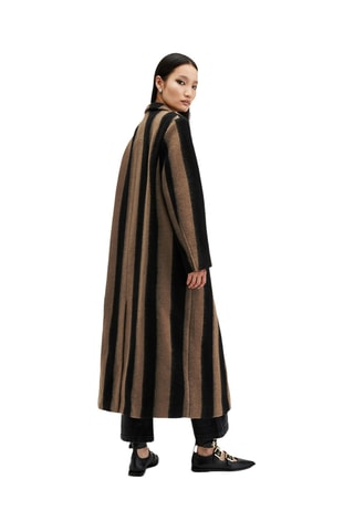 Manteau oversize en laine vierge - Marron et noir
