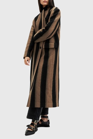 Manteau oversize en laine vierge - Marron et noir