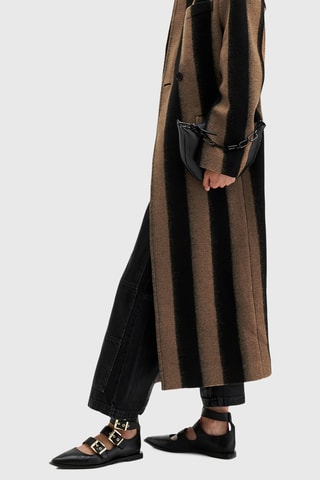 Manteau oversize en laine vierge - Marron et noir