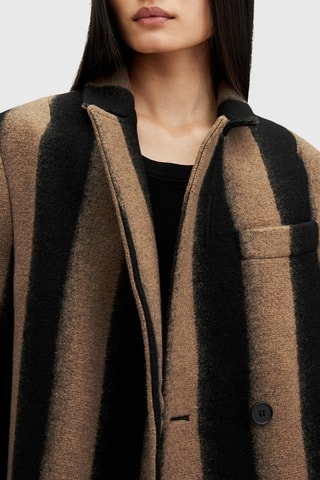 Manteau oversize en laine vierge - Marron et noir