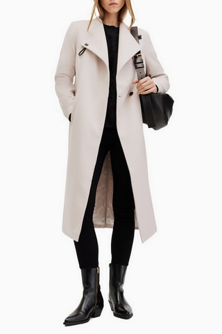 Manteau regular en laine et cachemire - Ecru