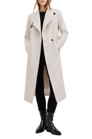 Manteau regular en laine et cachemire - Ecru
