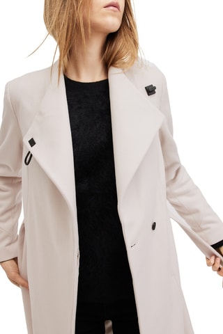 Manteau regular en laine et cachemire - Ecru