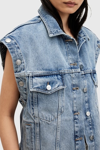 Casaco oversize de ganga e algodão biológico - Azul-claro