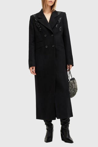 Manteau regular en laine et cachemire - Noir