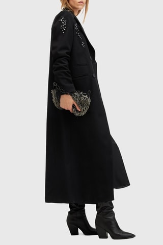 Manteau regular en laine et cachemire - Noir
