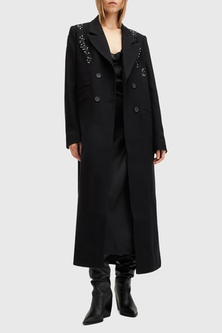 Manteau regular en laine et cachemire - Noir