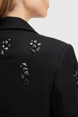 Manteau regular en laine et cachemire - Noir
