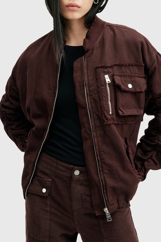 Blusão oversize em linho - Bordô