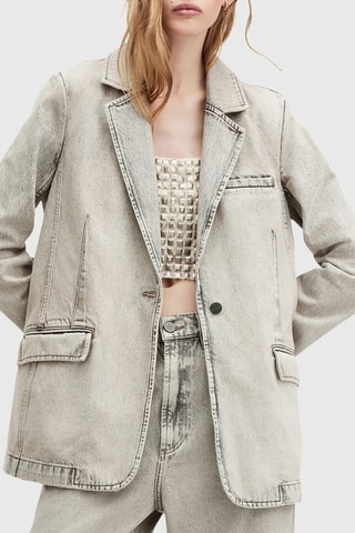 Blazer relaxed em algodão biológico - Cinzento-claro