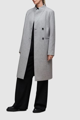 Manteau slim en laine et cachemire - Gris clair chiné
