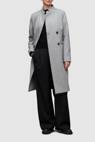 Manteau slim en laine et cachemire - Gris clair chiné