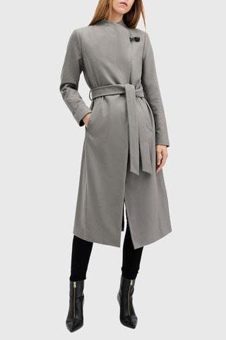 Manteau regular en laine et cachemire - Gris clair