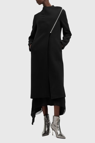 Manteau regular en laine - Noir
