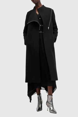 Manteau regular en laine - Noir