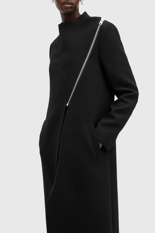 Manteau regular en laine - Noir