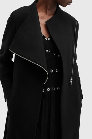 Manteau regular en laine - Noir