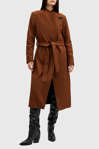 Manteau regular en laine et cachemire - Marron