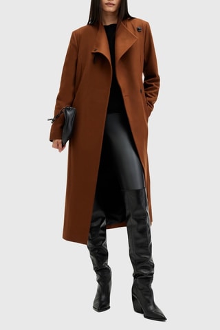 Manteau regular en laine et cachemire - Marron