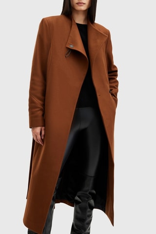 Manteau regular en laine et cachemire - Marron