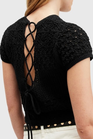 Crop top slim em algodão biológico - Preto