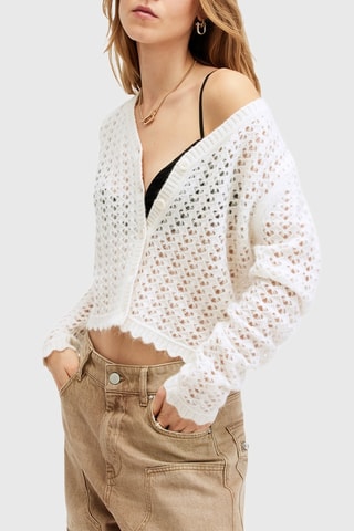 Casaco regular em lã e mohair - Branco